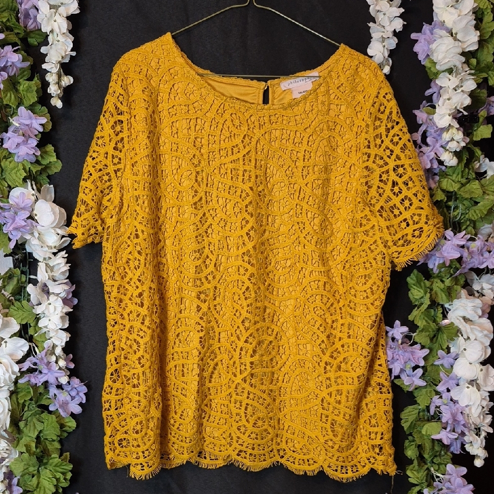 Philosophy Mustard Lace Blouse